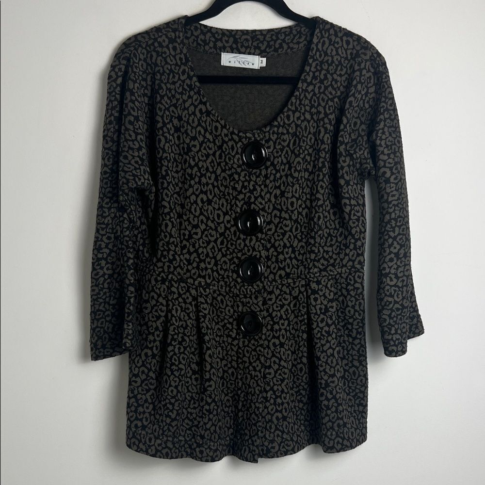 Willow Medium Animal Print Long‎ Sleeve Peplum Artsy Bohemian Top